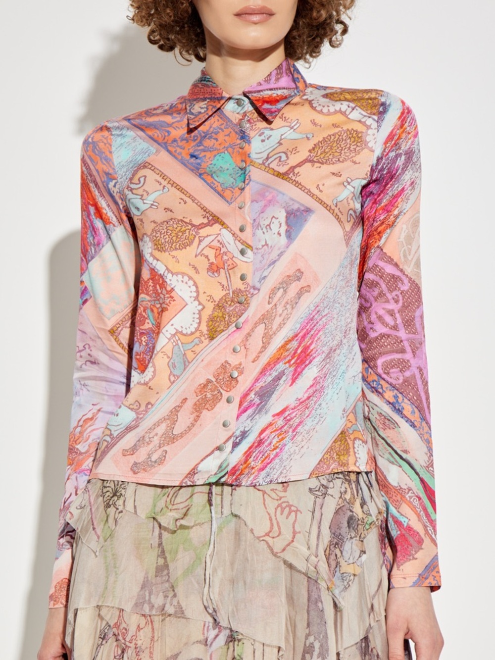 Gorgeous DIESEL Y2K C-Amelia Patchwork Hippie Bohemian Chic Blouse NWT